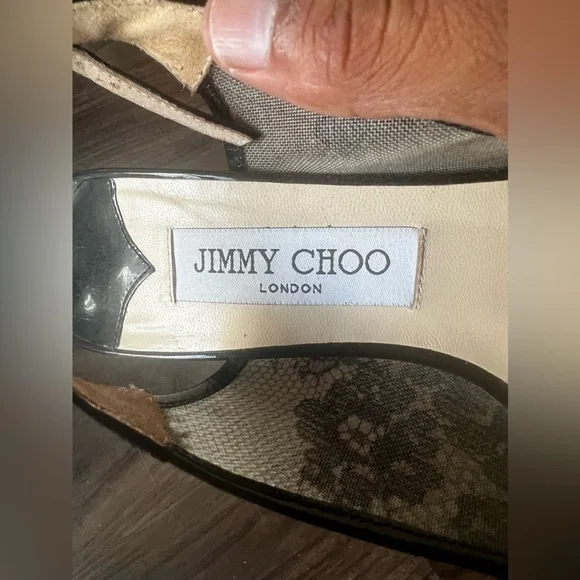 Jimmy Choo Lace Sling Back Heels Size 38 - Picture 7 of 14
